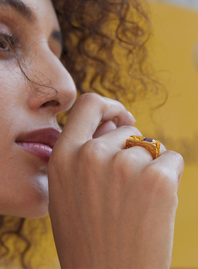 紫水晶S925银个性欧美风戒指女