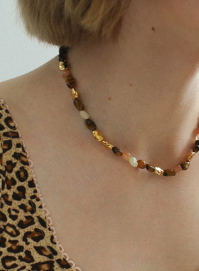 天然石项链女轻奢小众大地色时尚