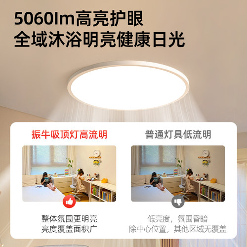 护眼吸顶灯led圆形现代简约防蓝光书房灯超薄全光谱儿童房卧室灯 - 图1