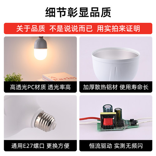 led护眼灯泡e27螺口全光谱高显色无频闪宽压85v110v220v节能灯泡 - 图0