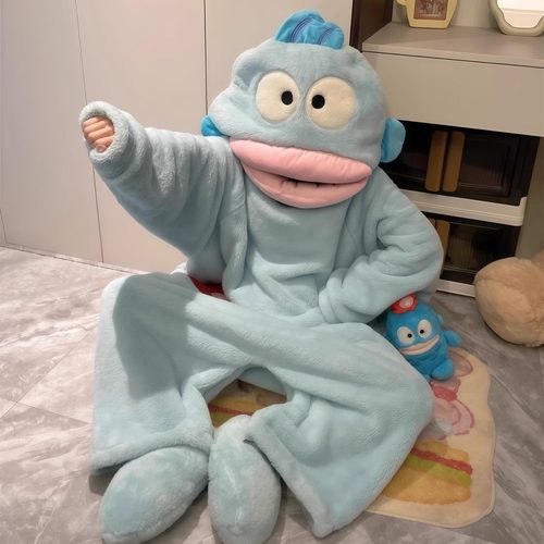 小丑鱼连体睡衣女珊瑚绒卡通沙雕搞怪冬季加厚保暖大码睡袍家居服 - 图3