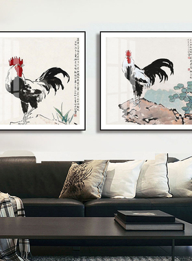 徐悲鸿挂画大吉大利金鸡报晓国画