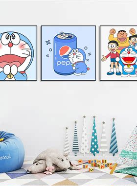 哆啦A梦客厅装饰画可爱卡通动漫沙发背景墙壁画儿童房间卧室挂画