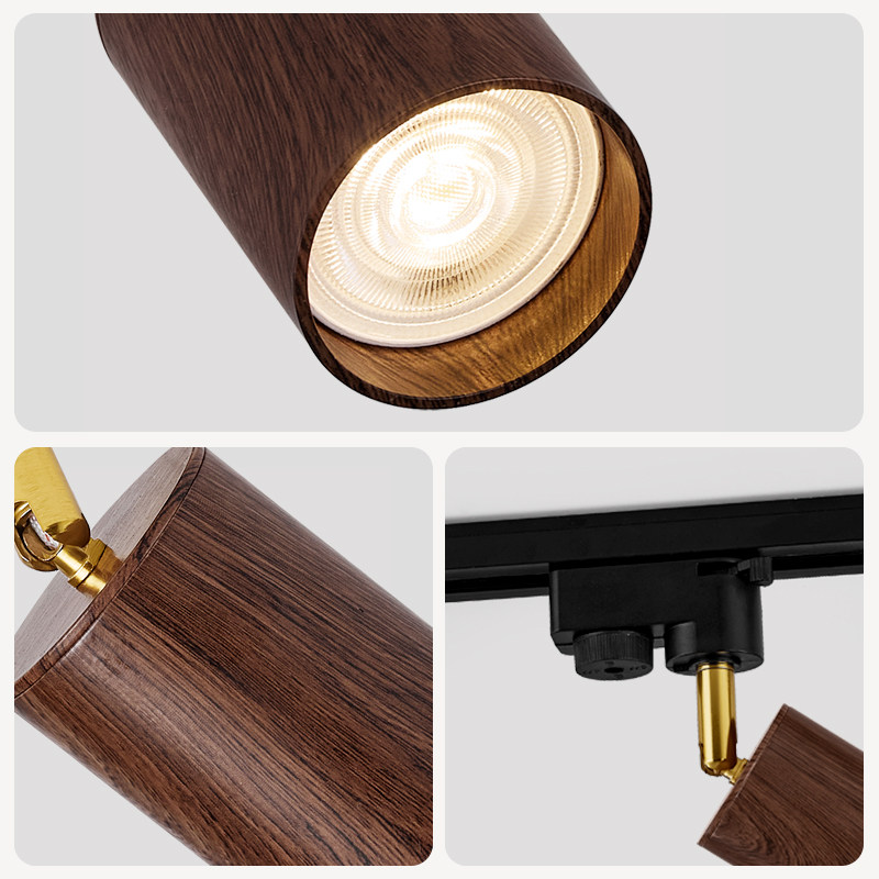 Home中古风轨道灯玄关走廊明装射灯胡桃木色复古客厅无主灯天花灯,淘宝优惠券,粉丝福利购,淘宝优惠卷