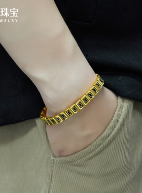 黄金无事牌手镯百搭男女同款足金