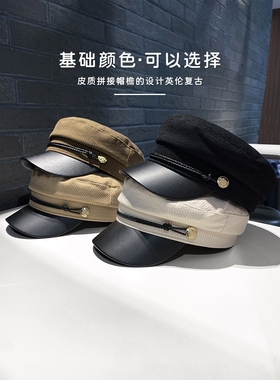 新款贝雷帽子女复古报童帽显脸小画家帽洋气百搭皮檐鸭舌帽八角帽