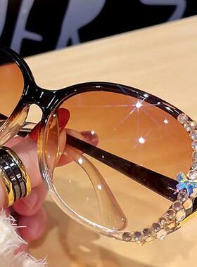 2025新款太阳眼镜女防紫外线大脸显瘦防晒时尚墨镜韩版高级感镶钻