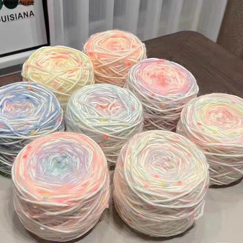 手工DIY织围巾渐变彩虹糖毛线手混线豆豆线温暖长毛双元宝代,淘宝优惠券,粉丝福利购,淘宝优惠卷