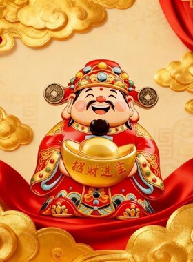 一对装【元宝可转财神爷冰箱贴】