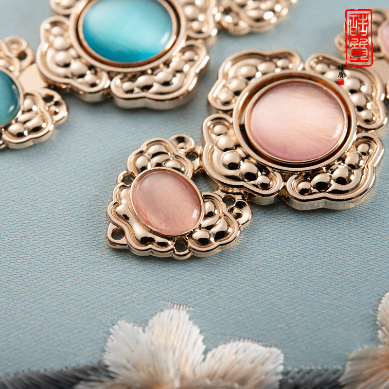 汉服子母扣收腰猫眼石对扣云头吉祥金属盘扣明制披风斗篷云肩搭扣,淘宝优惠券,粉丝福利购,淘宝优惠卷