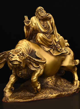 老子玄关骑牛醉芒纯铜铜像出关