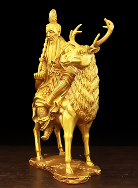 黄铜姜子牙神像家居摆件