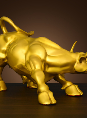 醉芒铜牛摆件黄铜旺市牛华尔街牛