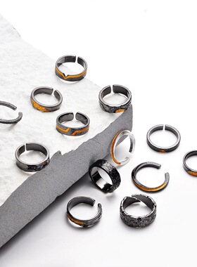 日本coss koko新款原创设计关山月黑色戒指男百搭时尚复古潮流