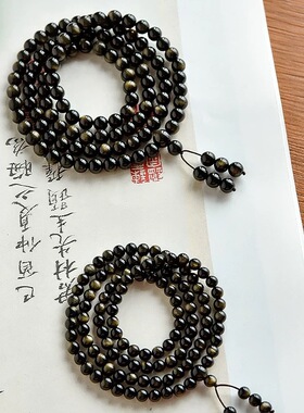 日系设计师topwhit龙马珠宝黑曜石手串多圈三圈08颗佛珠手链手持