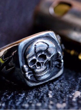 日本coss koko复古原创设计专属银个性礼物高压电危险标志戒指