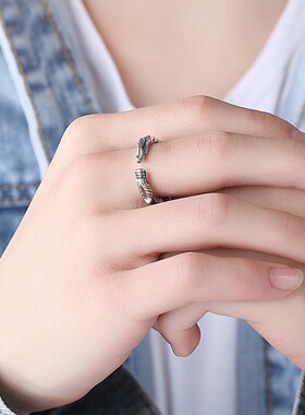 日本coss koko银龙纹戒指男潮中指单身贵族嘻哈指环食指戒欧美潮