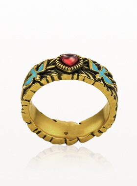 日本coss koko潮牌复古爱心飞鸟古金戒指男女百搭欧美范开口可