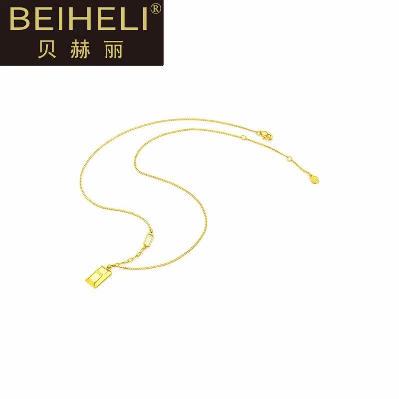 999足金暴富巧克力小金条黄金项链 贝赫丽项链
