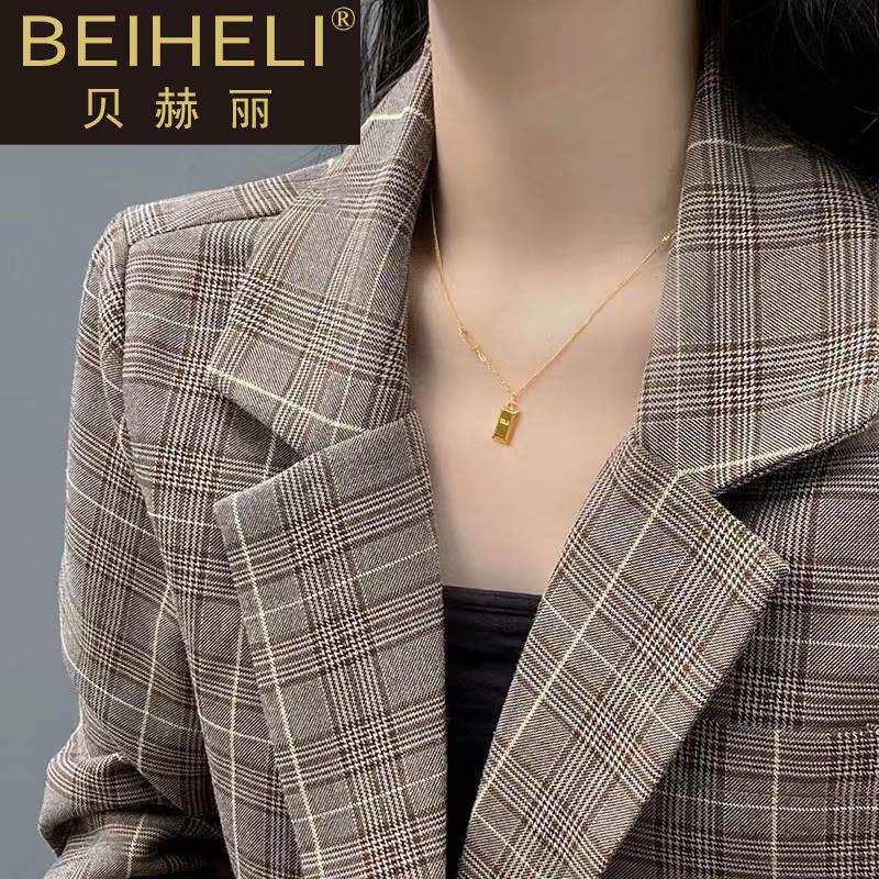 999足金暴富巧克力小金条黄金项链 贝赫丽项链