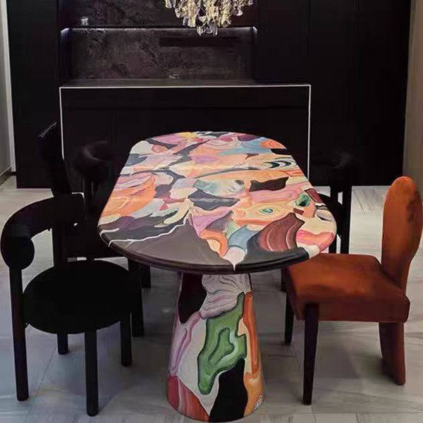 餐桌茶几玻璃钢创意边几轻奢休闲桌定制荷兰艺术家熔炉油画彩绘桌,淘宝优惠券,粉丝福利购,淘宝优惠卷