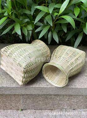 手工竹编鱼篓小背篓精品竹青制作