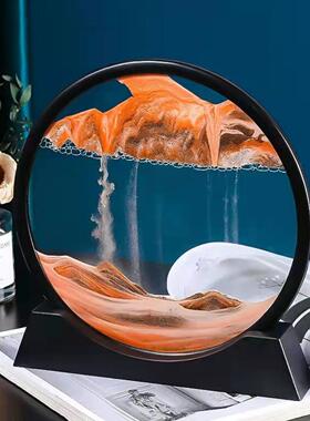 生日礼物沙漏摆件3D山水画玻璃