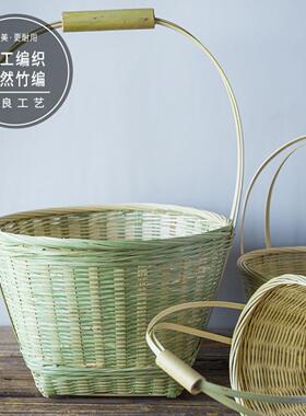 鸡蛋提篮竹编提手篮竹青篾手工