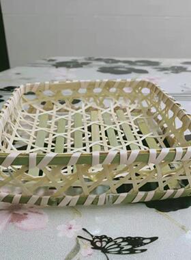 竹编托盘双扣篮竹篮小果篮竹篮子