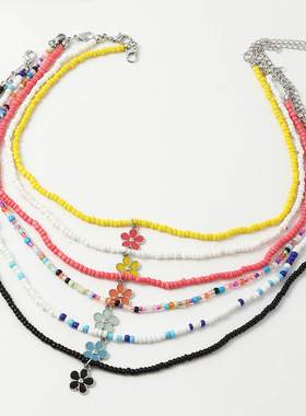 Woven beaded colorful rice beads sweet necklace可爱甜美项链