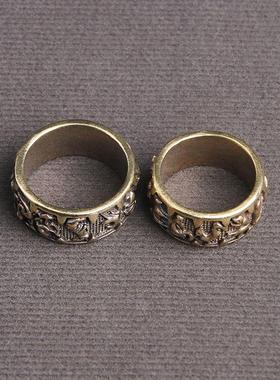 纯黄铜做旧十二生肖戒指顶针