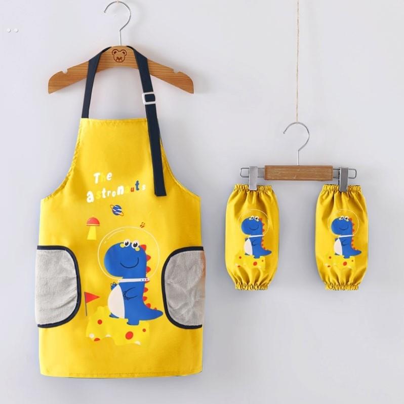 Children's painting apron, painting smock, waterproof and anti-dirty art reverse dressing, baby kindergarten eating bib, pocket to eat