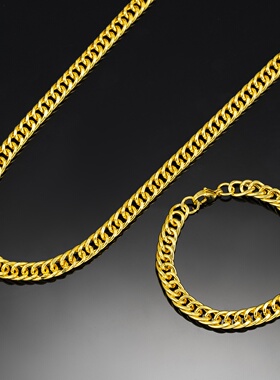 欧美跨境热销个性8mm坦克链 四面磨双织密链嘻哈风潮男项链配饰