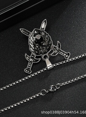 欧美个性复古钛钢项链男饰品潮流嘻哈狮子吊坠配饰不锈钢毛衣链女