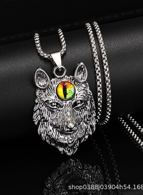 2025新款欧美吊坠女狼貔貅项链个性时尚恶魔之眼挂件男饰嘻哈风