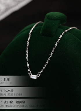 日系topwhits925银时尚爆闪小方钻项链女简约百搭ins冷淡风极简