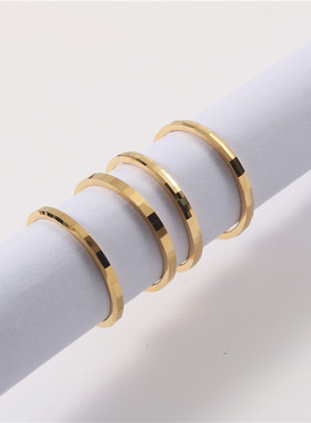 日系TopWhit欧美ins冷淡风简约气质多面菱形菱格镜面很细款钨钢