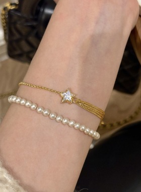 日本TopWhit复古高级美拉德风五角星推拉手链轻奢国风百搭精致