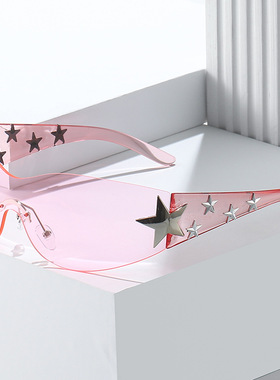 日本topwhit新款镶钻太阳镜 个性街拍五角星时尚眼镜 满天星嘻哈