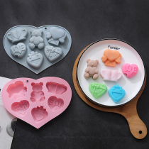 Cartoon Valentines Day Love Little Bear Silica Gel Ice Cubes Ice Cubes Chocolate Pudding Jelly Bowl Cake Baking Moulds