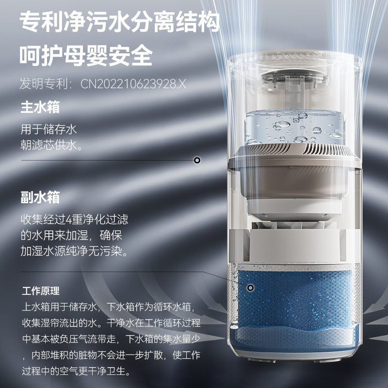 Brandt白朗无雾加湿器全屋家用净化一体卧室孕妇婴儿蒸发式静音 - 图2