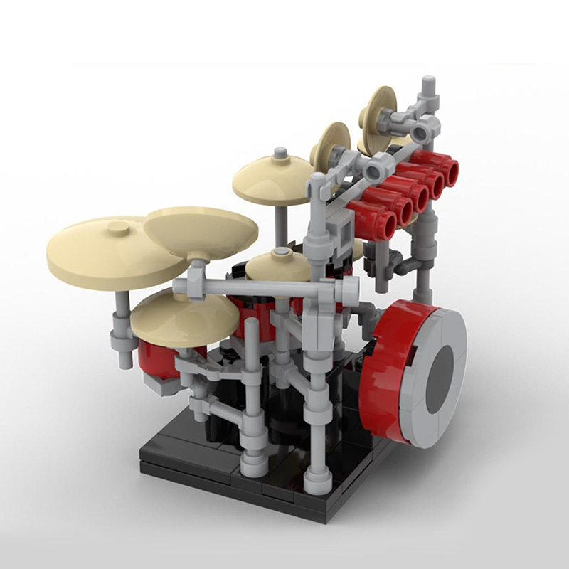 砖块馆MOC-24121 Drum Kit架子鼓中国国产拼搭积木创意玩具套装-图0