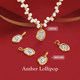 Amber Loli 14k gold plated wishing coin pearl necklace