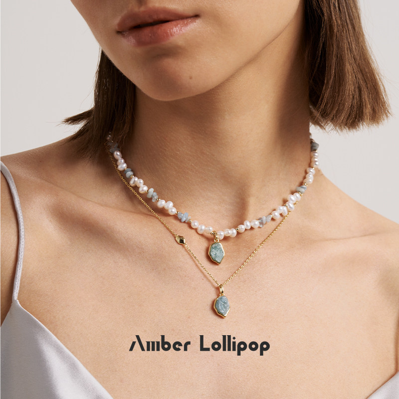Amber Lollipop天然粉水晶项链女小众轻奢不规则宝石吊坠百搭颈链,淘宝优惠券,粉丝福利购,淘宝优惠卷