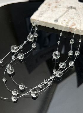韩国网红爆款大小透明球球项链