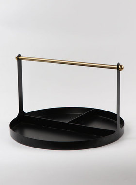 新中式禅意金属黑色托盘摆件样板间售楼处书房茶几软装搭配饰品