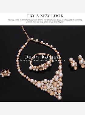 高级感金属珍珠项链Bridal Wedding Pearl Necklace 4 Sets women