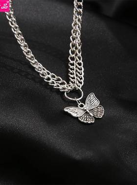 retro punk style choker alloy butterfly pendant necklace 新