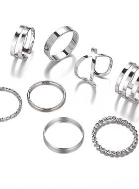 8pcs popular Punk finger Ring Retro Simple joint Rings 1/set