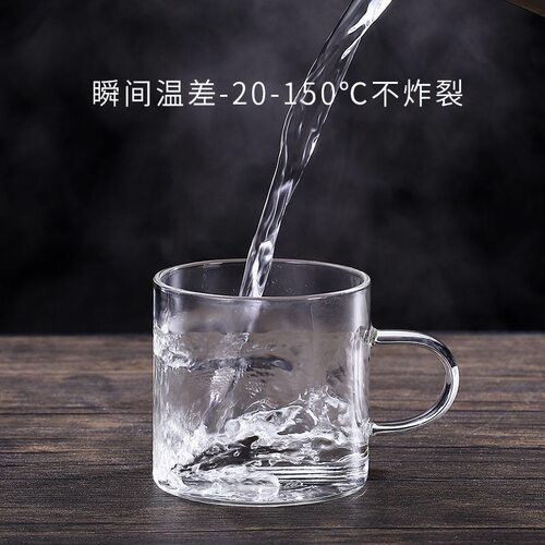 玻璃茶杯家用功夫茶具透明耐热品茗杯加厚带把主人茶碗茶具套装 - 图1